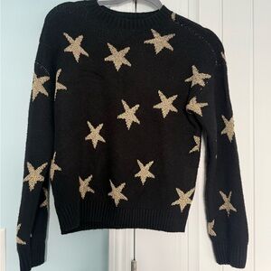 Old Navy Girls XL Black Sweater with Gold Star Pattern